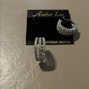 Amber Lee | Silver Hoop Earrings with Austrian Crystal